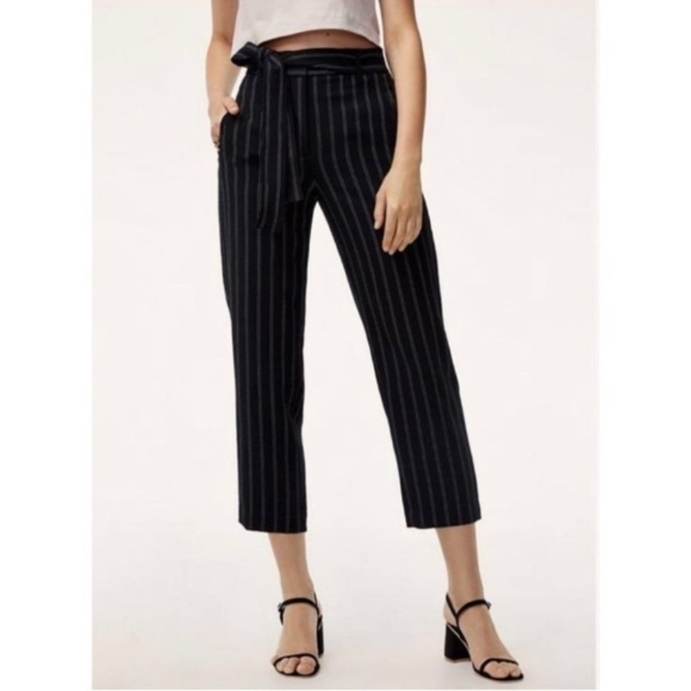 Wilfred Tie Front Pant Black Pinstripe Size 2 Aritzia #68134